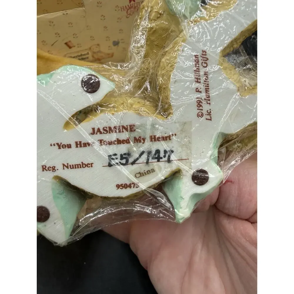 Cherished Teddies M Jasmine Bear w Basket Figurine 1991 Brand New In Box & COA 1